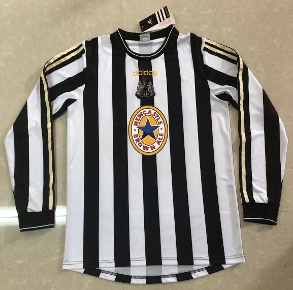 1997-99 Newcastle United Retro Long Sleeve Home Kit Soccer Jersey